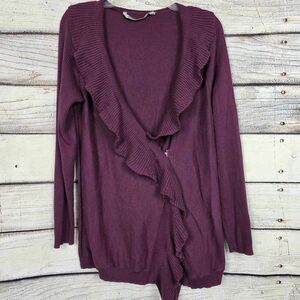 Athleta Ruffle Front Wrap Cardigan Purple L